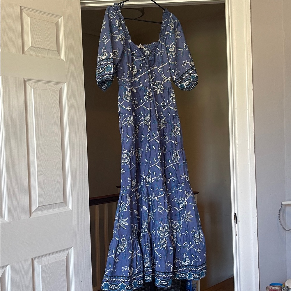 Caroline Constas Blue Floral Maxi Dress